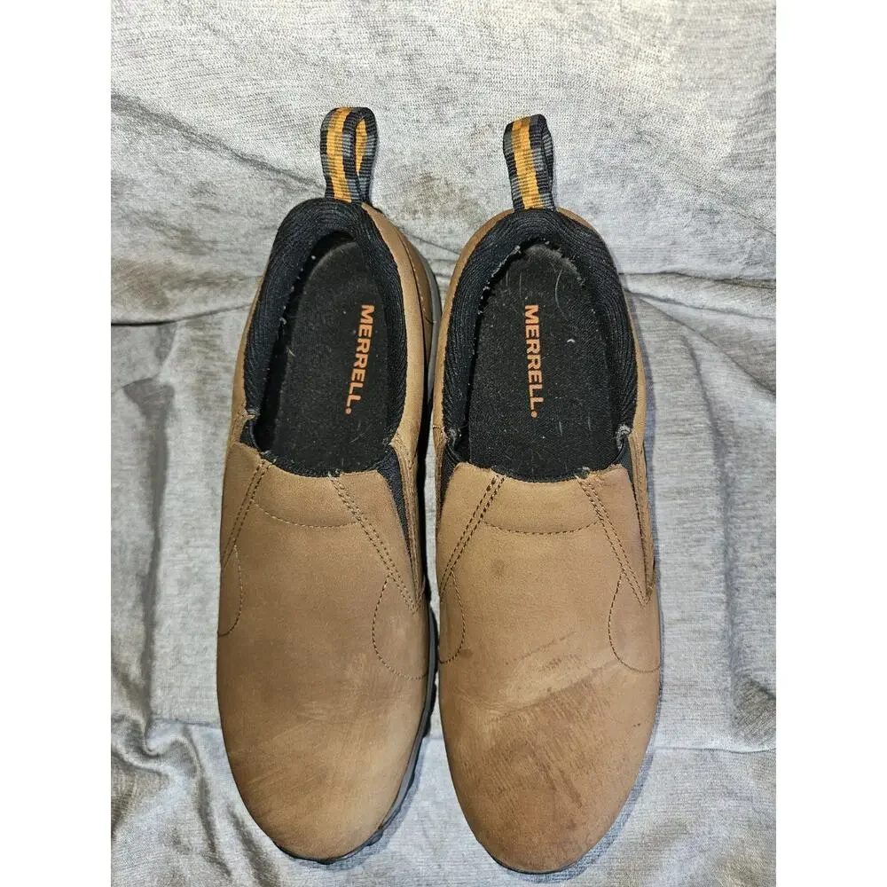 Merrell Mens Brown Leather Slip-On Casual Shoes Round Toe US 9 EU 43 J60831